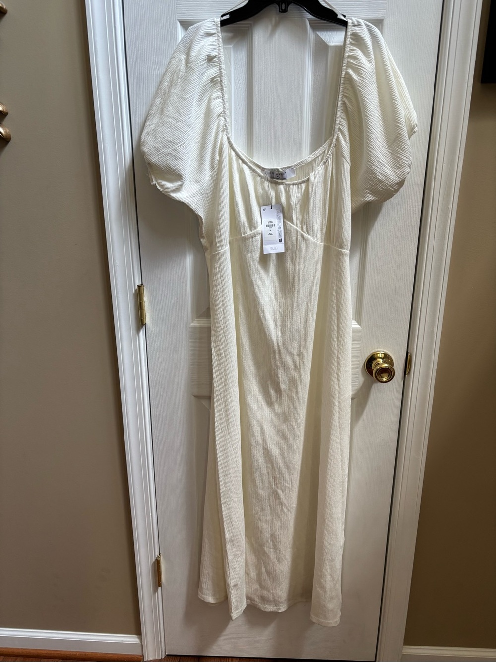Primark Women's Cream Puff-Sleeve Midi Dress, Size XL, NWT